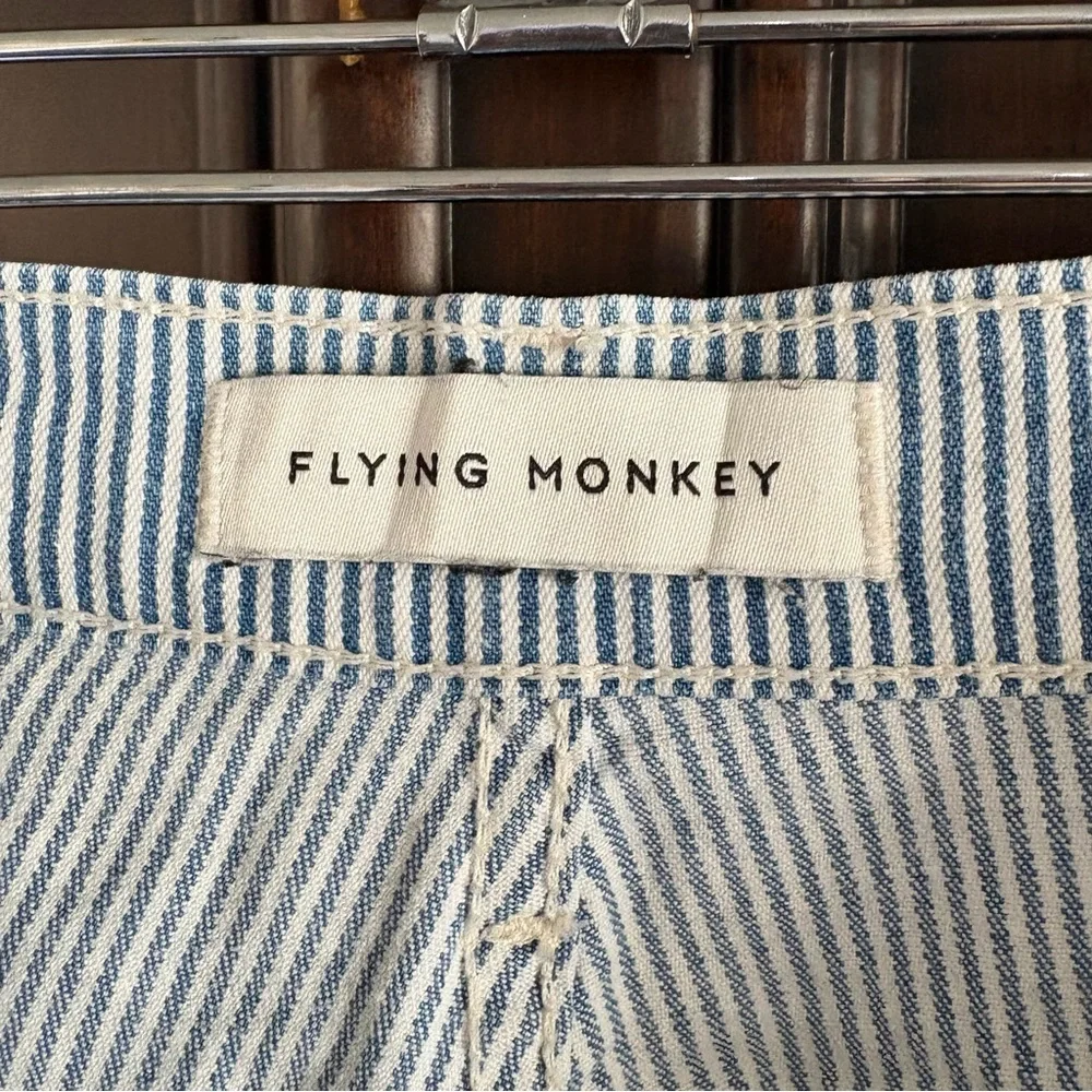 Flying Monkey Wide Leg Railroad Striped Cropped Jeans size 29 - Picture 4 of 5